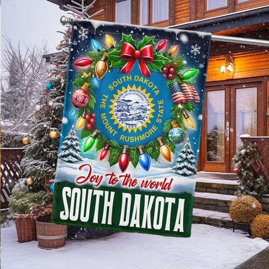 South Dakota Christmas Joy To The World Flag