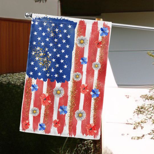Flagwix American Flag - Flower Brushstroke America 4th of july Flag