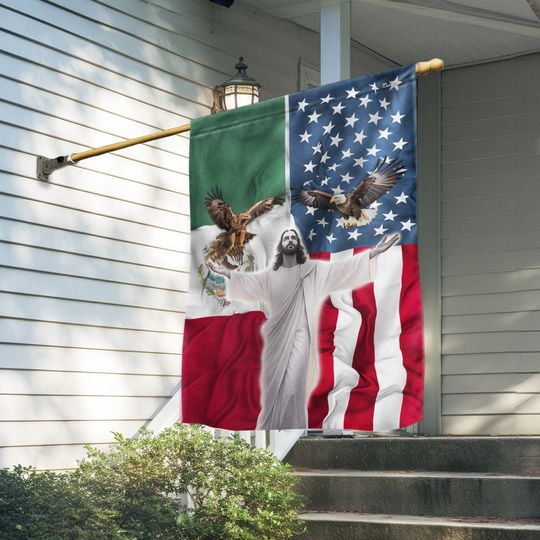Mexico Ameica Together Mexico America Patriot Flag