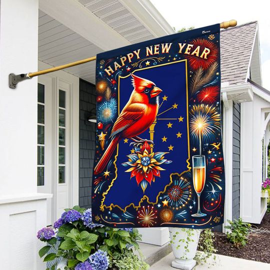 FLAGWIX  Indiana State Happy New Year Flag