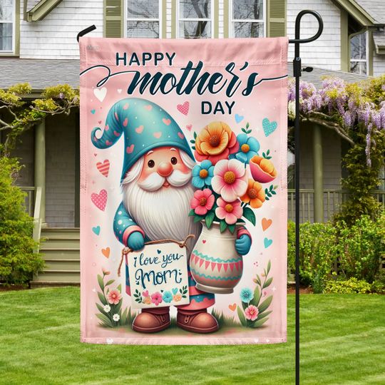 FLAGWIX Happy Mother's Day Gnome Flowers Flag