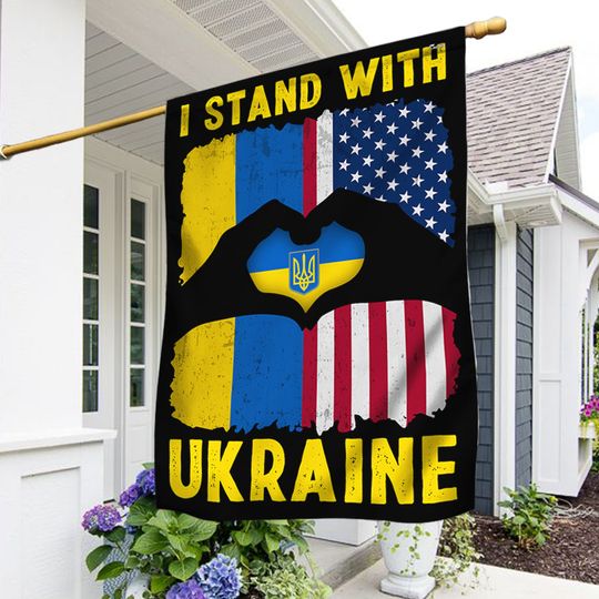 I Stand With Ukraine American American Flag