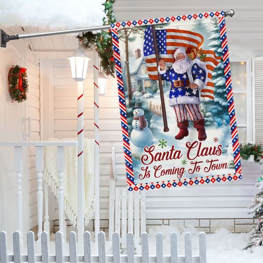 Christmas Flag Santa Claus Is Coming To Town