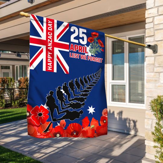 Anzac Day Australian Veteran Lest We Forget Australia Poppy Flag
