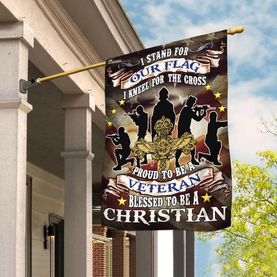 Proud To Be A Veteran Blessed To Be A Christian Veterans Day Flag