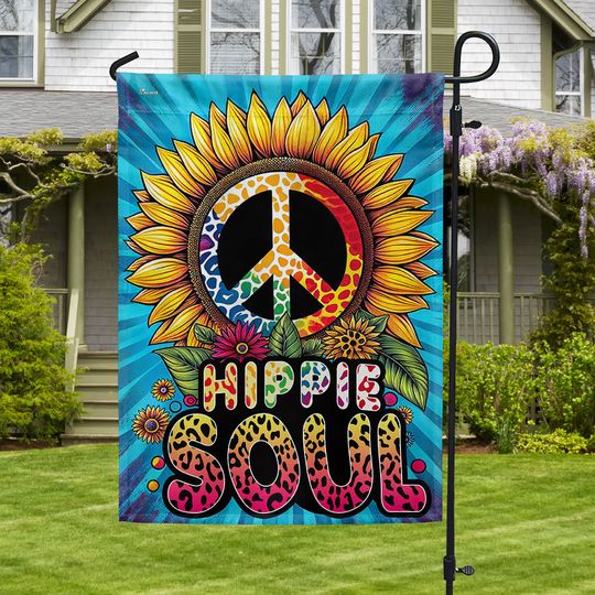 Hippie Soul Peace Sign Flag
