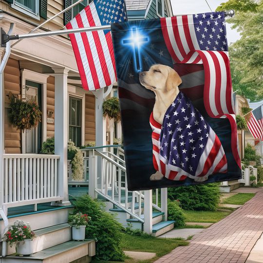 Flagwix American Flag - Yellow Labrador Retriever American Patriot Flag Wrapped in Glory MLN3132Fv1