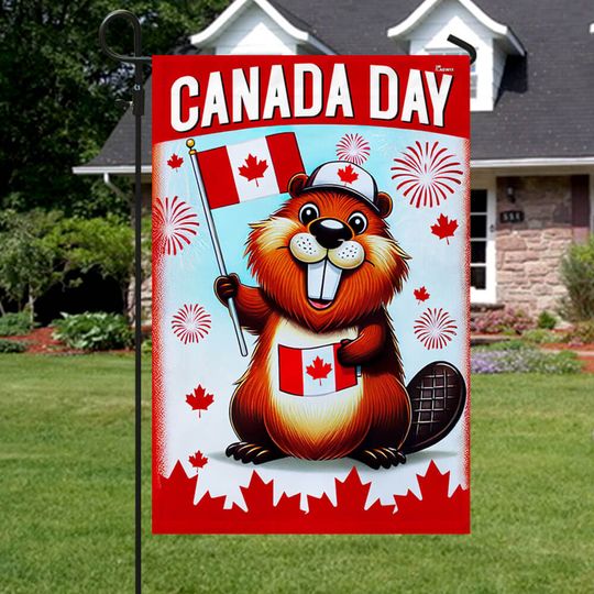 Happy Canada Day Beaver Flag