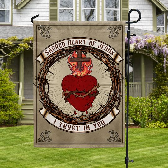 Sacred Heart Of Jesus I Trust In You Christian Flag