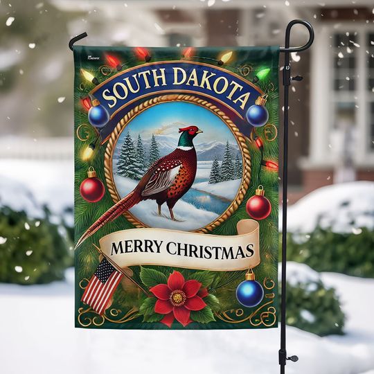 South Dakota Pheasant Bird Christmas Flag