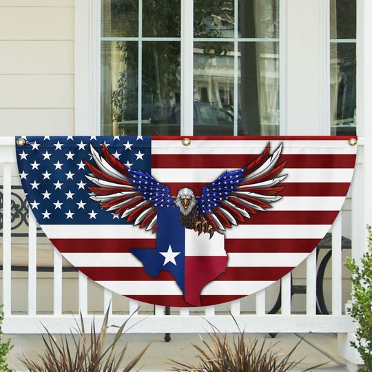 Texas Patriotic Eagle American Non-Pleated Fan Flag