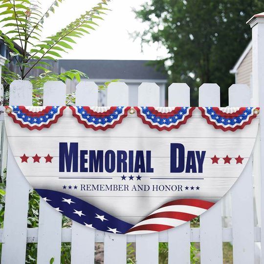 Memorial Day Remember and Honor Veteran Non-Pleated Fan Flag