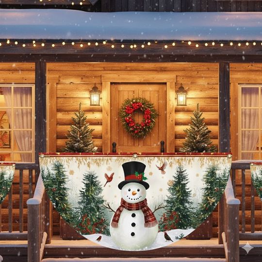 Snowman Festive Winter Holiday Christmas Non-Pleated Fan Flag