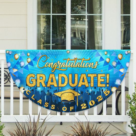 Happy Graduation, Congratulation Graduate Class of 2025  Non-Pleated Fan Flag