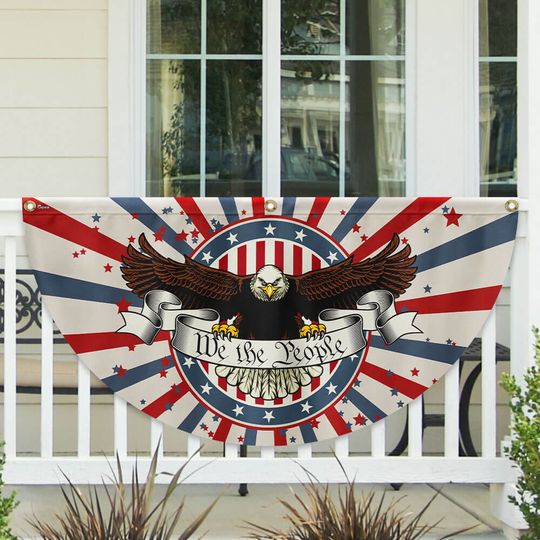 Patriotic Eagle We The People Non-Pleated Fan Flag