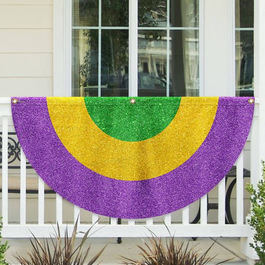 Mardi Gras Carnival Fat Tuesday Non-Pleated Fan Flag