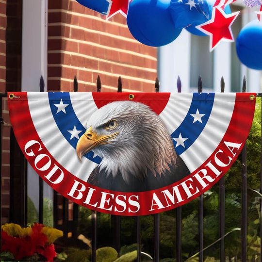 Flagwix American Flag - Eagle God Bless America Non-Pleated Fan Flag