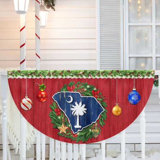 South Carolina Christmas Non-Pleated Fan Flag
