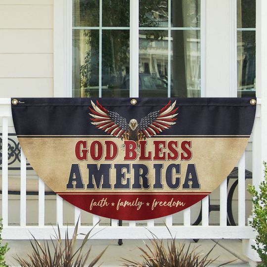 God Bless America Faith Family Freedom Non-Pleated Fan Flag