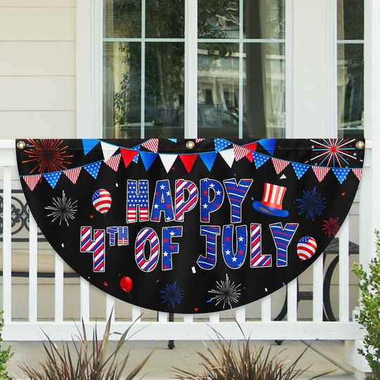 Flagwix American Flag - Happy 4th Of july Non-Pleated Fan Flag