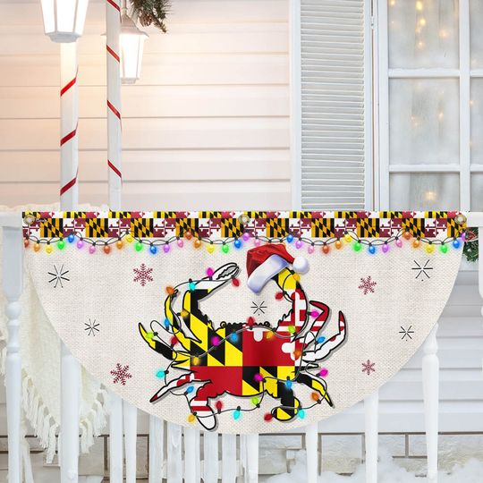 Maryland Christmas Flag Crab Christmas Non-Pleated Fan Flag