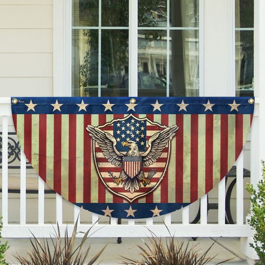 Patriotic Eagle American Non-Pleated Fan Flag