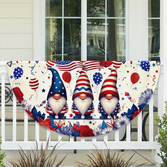 Flagwix American Flag - 4th of july Gnome Fan Flag – Patriotic Bunting for Porch & Garden