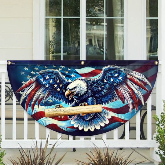 Patriotic Eagle We The People Non-Pleated Fan Flag