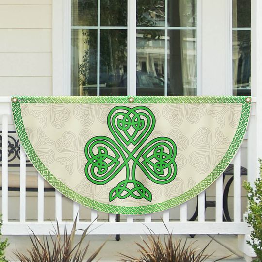 Irish Celtic Shamrock St. Patrick's Day Non-Pleated Fan Flag