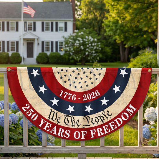 Patriotic We The People American Fan Flag, 250 Years of Freedom 1776 2026 Flag Decor