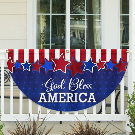 God Bless America Patriotic Non-Pleated Fan Flag