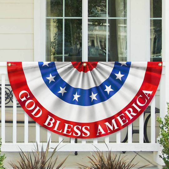 Flagwix American Flag - Happy 4th Of july God Bless America Non-pleated Fan Flag