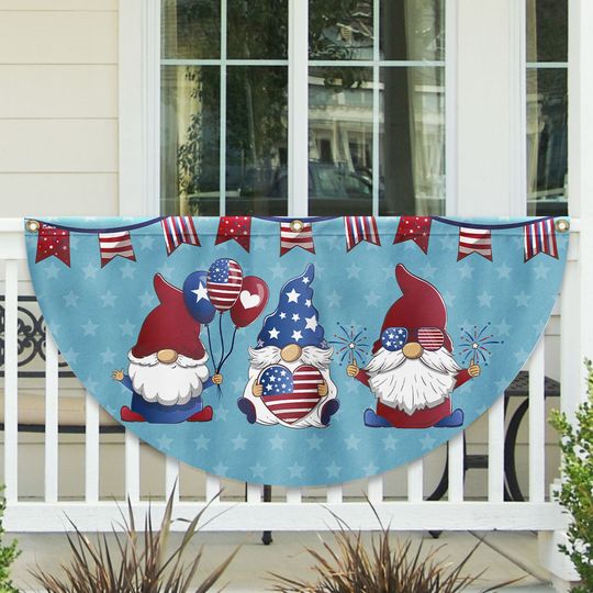 Flagwix American Flag - Patriotic Gnome 4th Of july Non-Pleated Fan Flag
