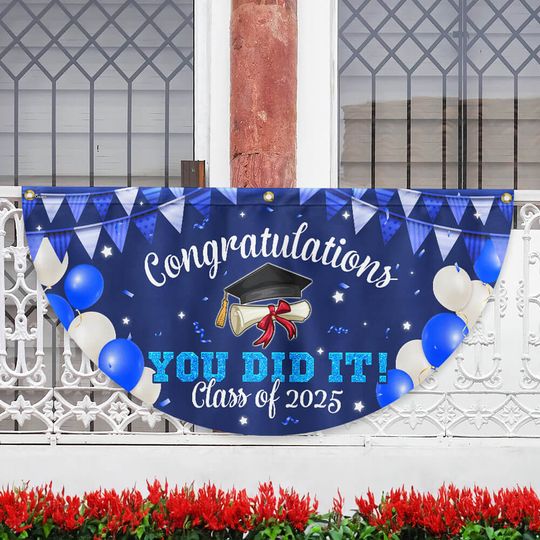 Congratulations You Did It, Happy Graduation 2025 Non-Pleated Fan Flag