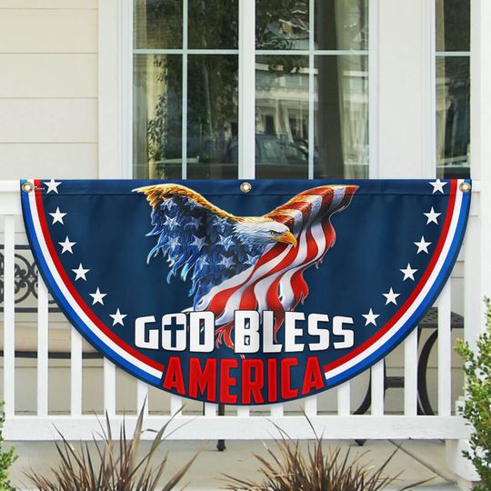Flagwix American Flag - American Patriotic Eagle God Bless America Non-Pleated Fan Flag