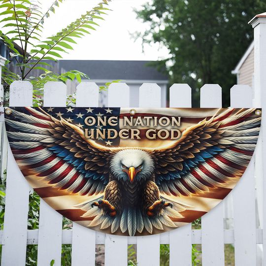 One Nation Under God Patriotic Eagle Non-Pleated Fan Flag