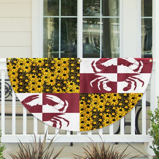 Maryland State Crab and Black-eyed Susan Flower Maryland Non-Pleated Flag