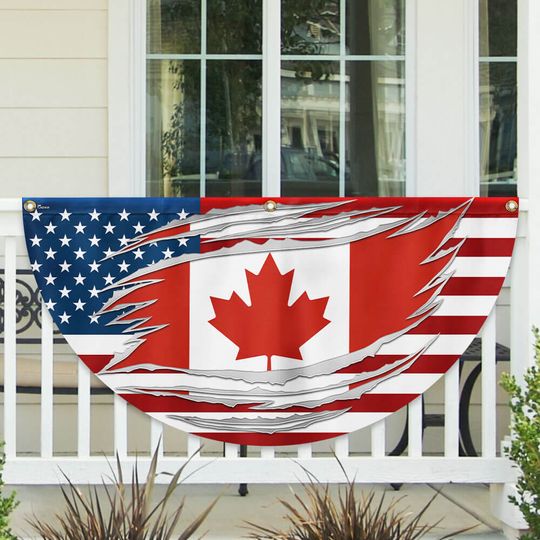 Canada US Friendship Canadian American Non-Pleated Fan Flag