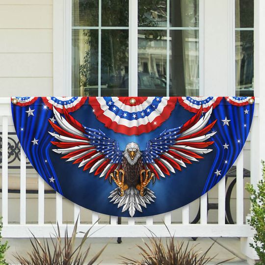 Flagwix American Flag - Patriotic Eagle American Non-Pleated Fan Flag