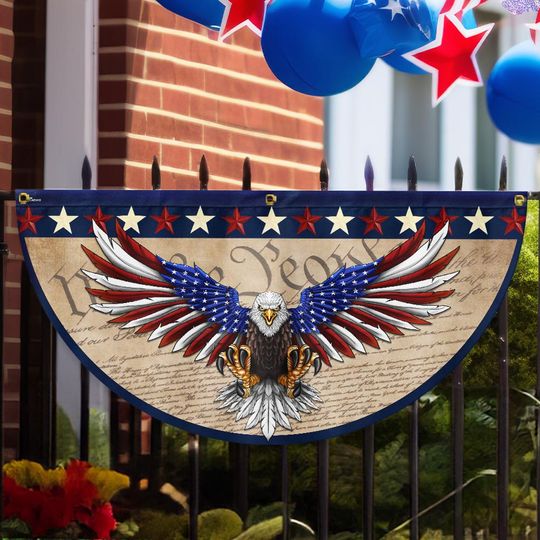 Flagwix American Flag - We The People Patriotic Eagle Non-Pleated Fan Flag
