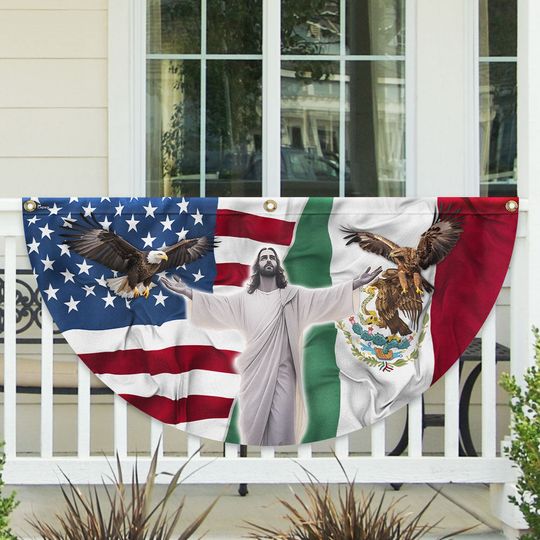 Mexican American Jesus Non-Pleated Fan Flag