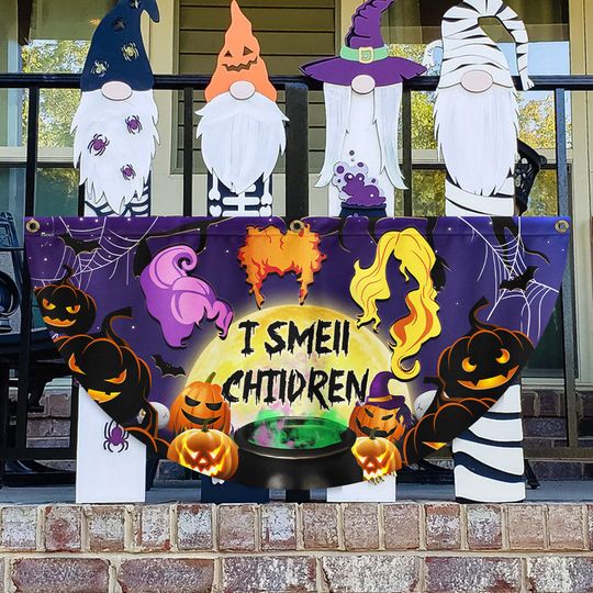 Halloween Three Witches I Smell Children Non-Pleated Fan Flag