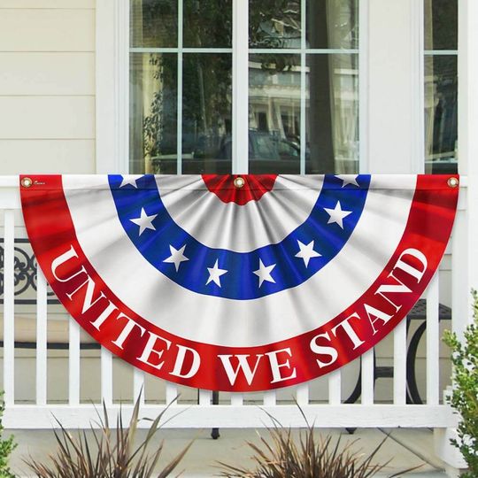 Flagwix American Flag - Happy 4th Of july United We Stand Non-pleated Fan Flag
