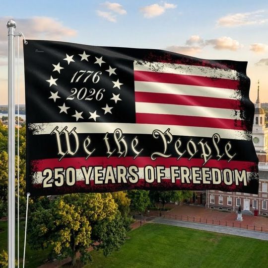 America 250th Anniversary 1776 2026 Semiquincentennial We The People Patriotic Grommet Flag 3-Day Shipping