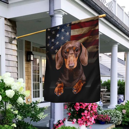 Chocolate and Tan Dachshund Flag