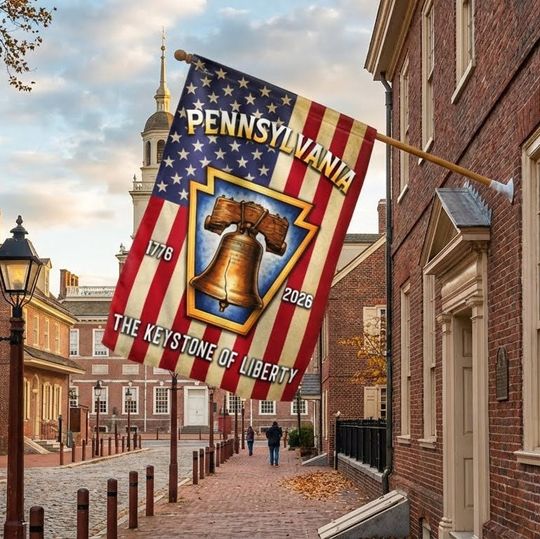 250th Anniversary Pennsylvania Flag, The Keystone of Liberty US Flag