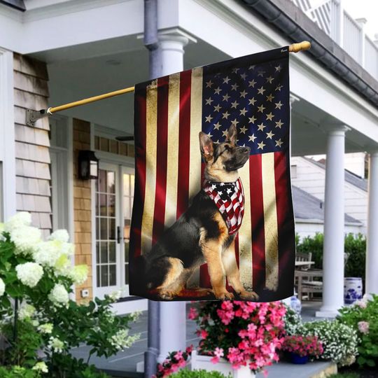 German Shepherd American Flag 3-Day Shipping