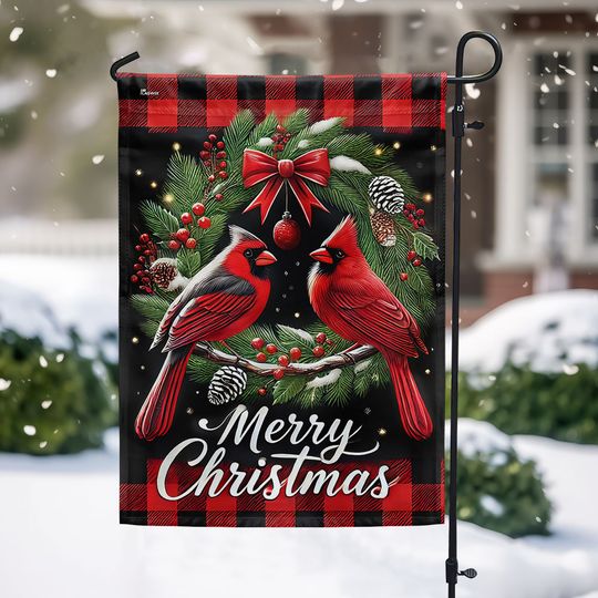Cardinal Merry Christmas Flag
