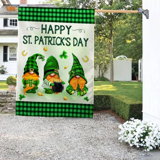 Happy Patrick's Day Gnomes Flag