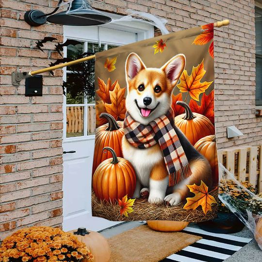 Corgi Dog Fall Flag